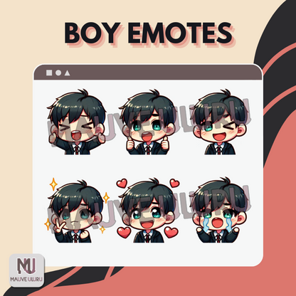 Twitch Emote Pack | 6 Static Boy Emotes with a Suit