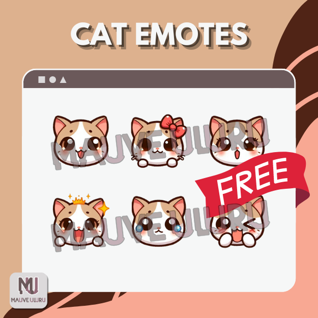 Twitch Emote Pack | 6 FREE Cute Cat Emotes