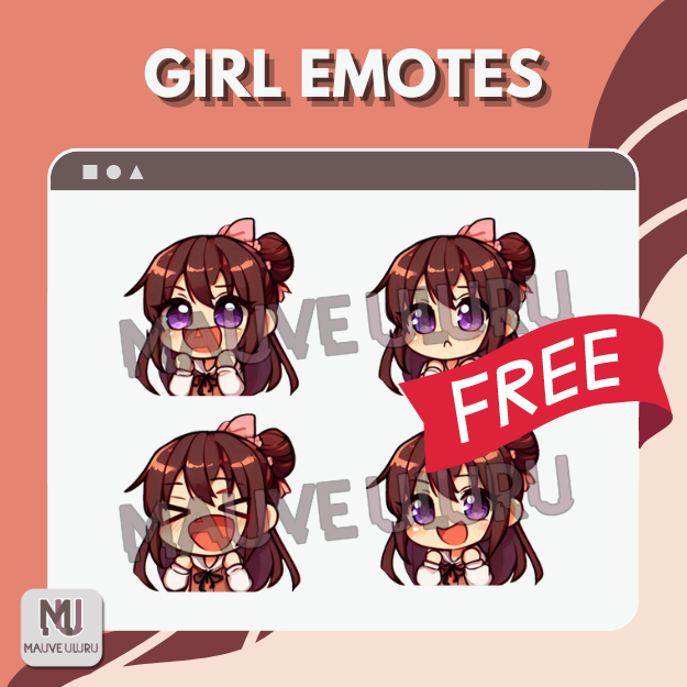 Twitch Emote Pack | 4 FREE Cute Girl Emotes